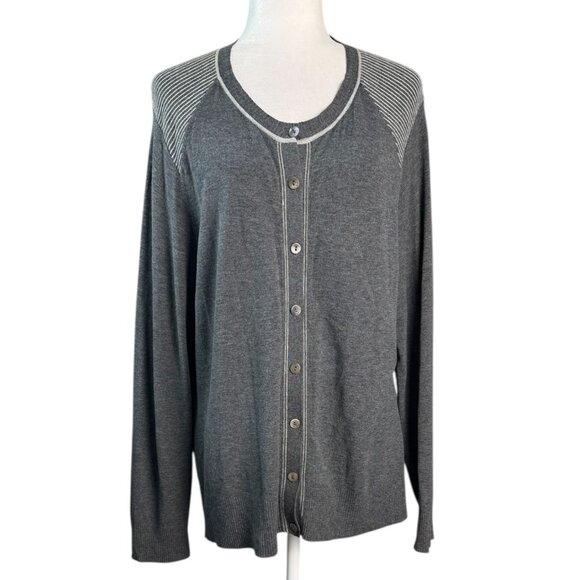 DONCASTER Signature Charcoal Gray Lightweight Cardigan Vintage Womens Size 1X - Picture 1 of 8